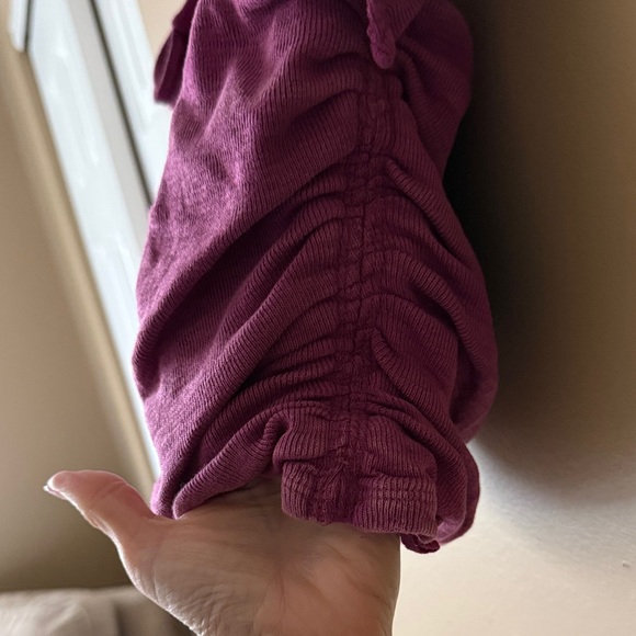 Free People XS Tie-Shoulder Ruched Tank Top in Magenta - Picture 4 of 6